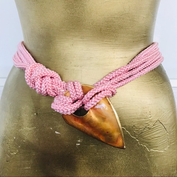 Fabulous VINTAGE 80s Rope and Golden SEASHELL BELT O/S main image 14